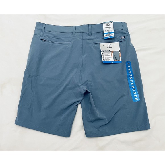 NEW Hurley Trek Hybrid Shorts 38 x 9.5 Blue Stretch Water Repellent Zip Pockets - Picture 1 of 11